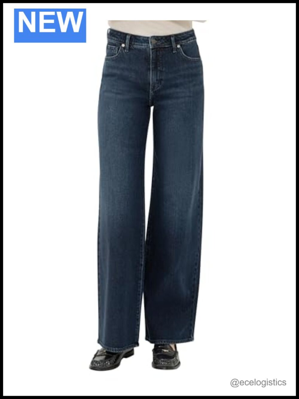 High Rise Wide Leg Jeans, Mid Stretch Cotton Blend, 31 Inseam